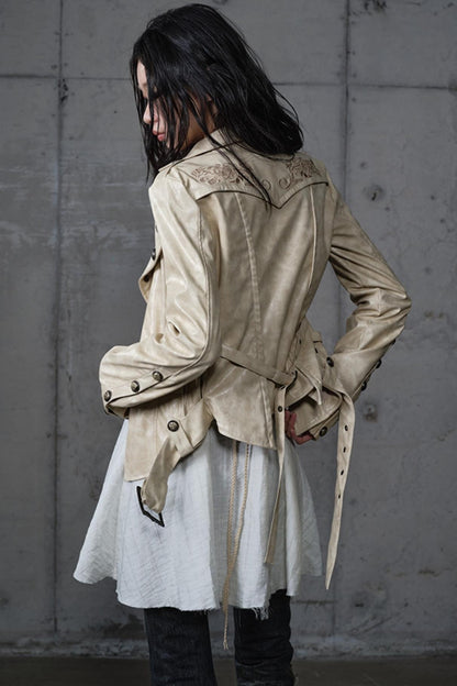 Embroidery Deconstructed  Short Leather Jacket
