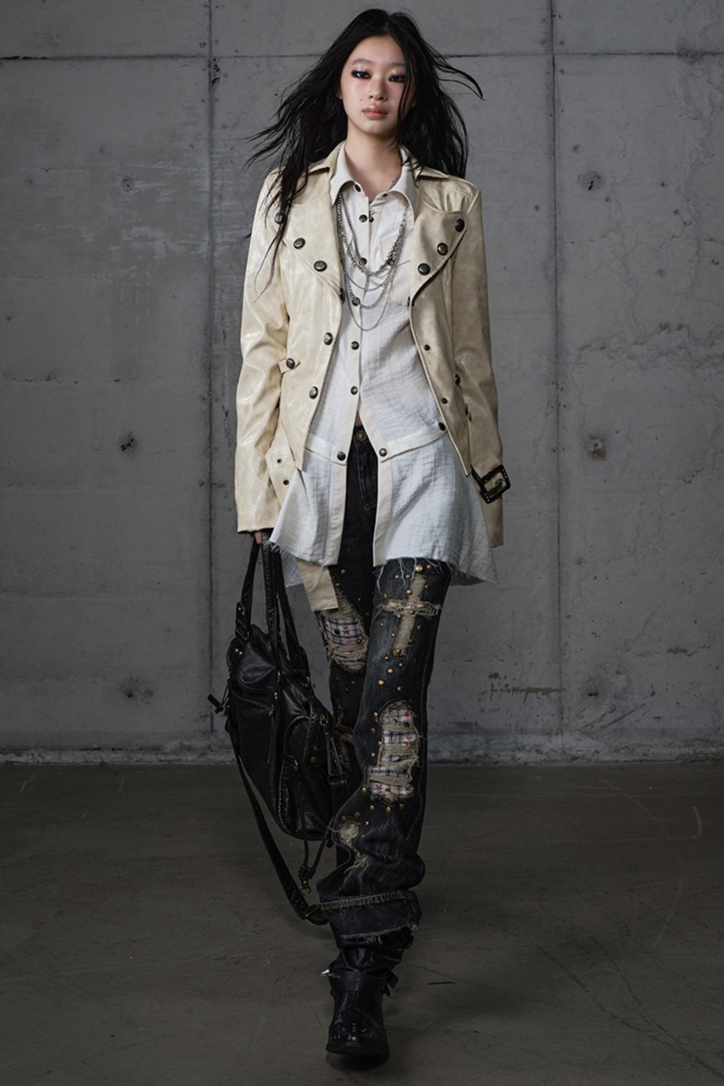 Embroidery Deconstructed  Short Leather Jacket