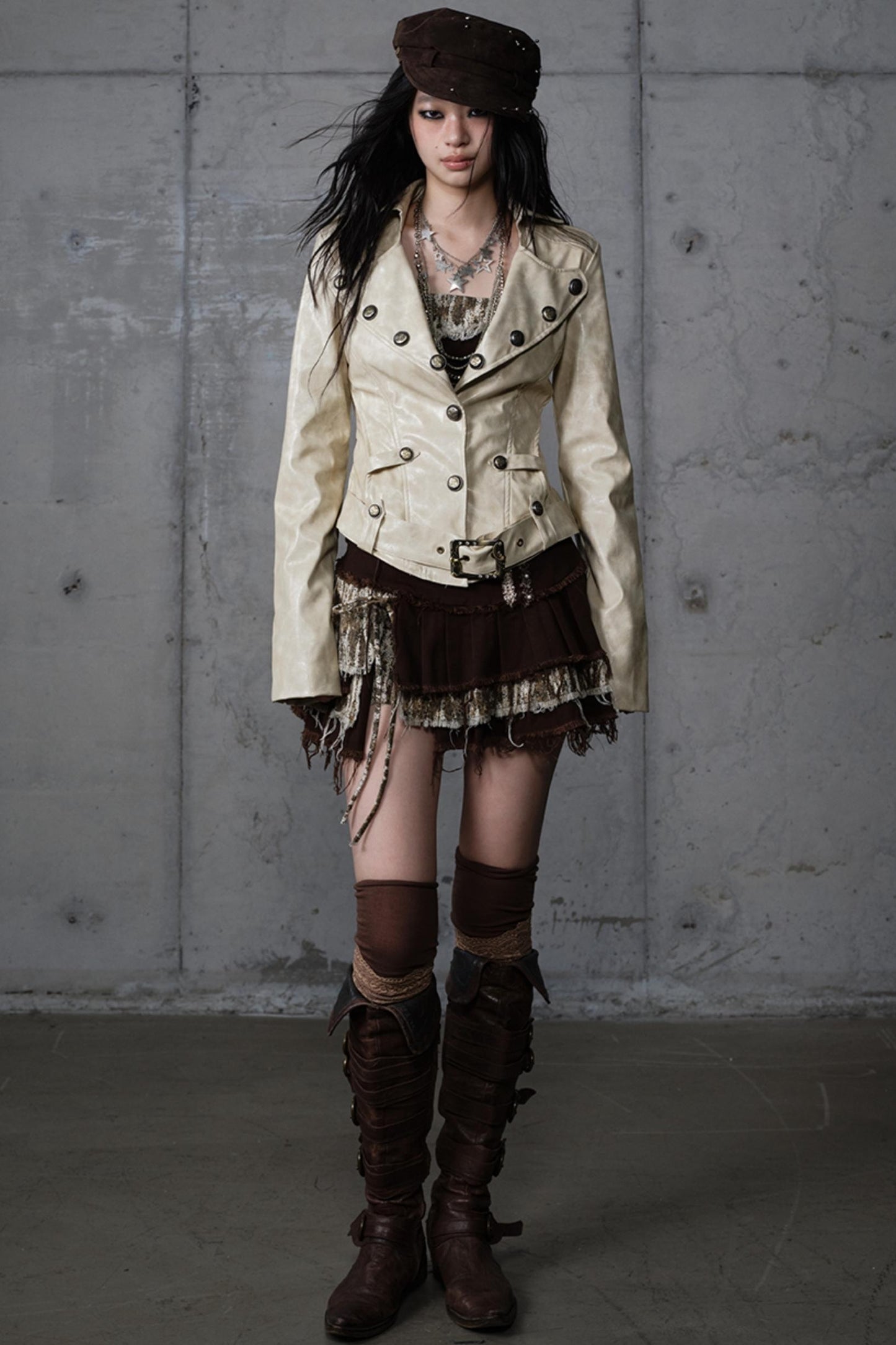 Embroidery Deconstructed  Short Leather Jacket