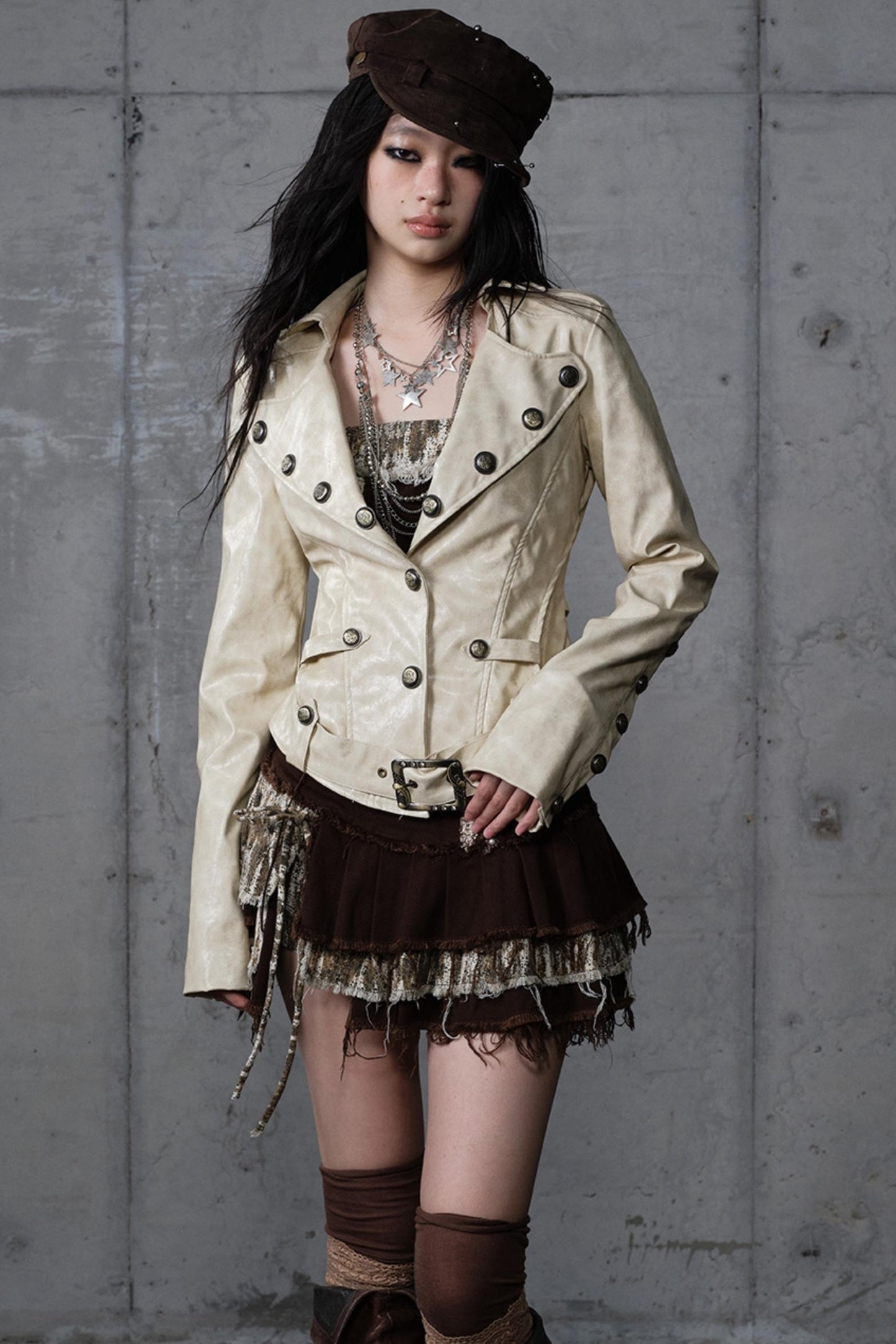 Embroidery Deconstructed  Short Leather Jacket