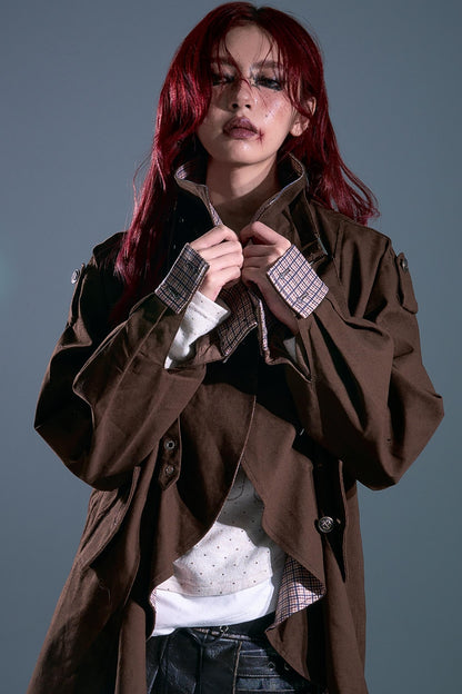 Vintage Check Wavy Edge Trench Coat