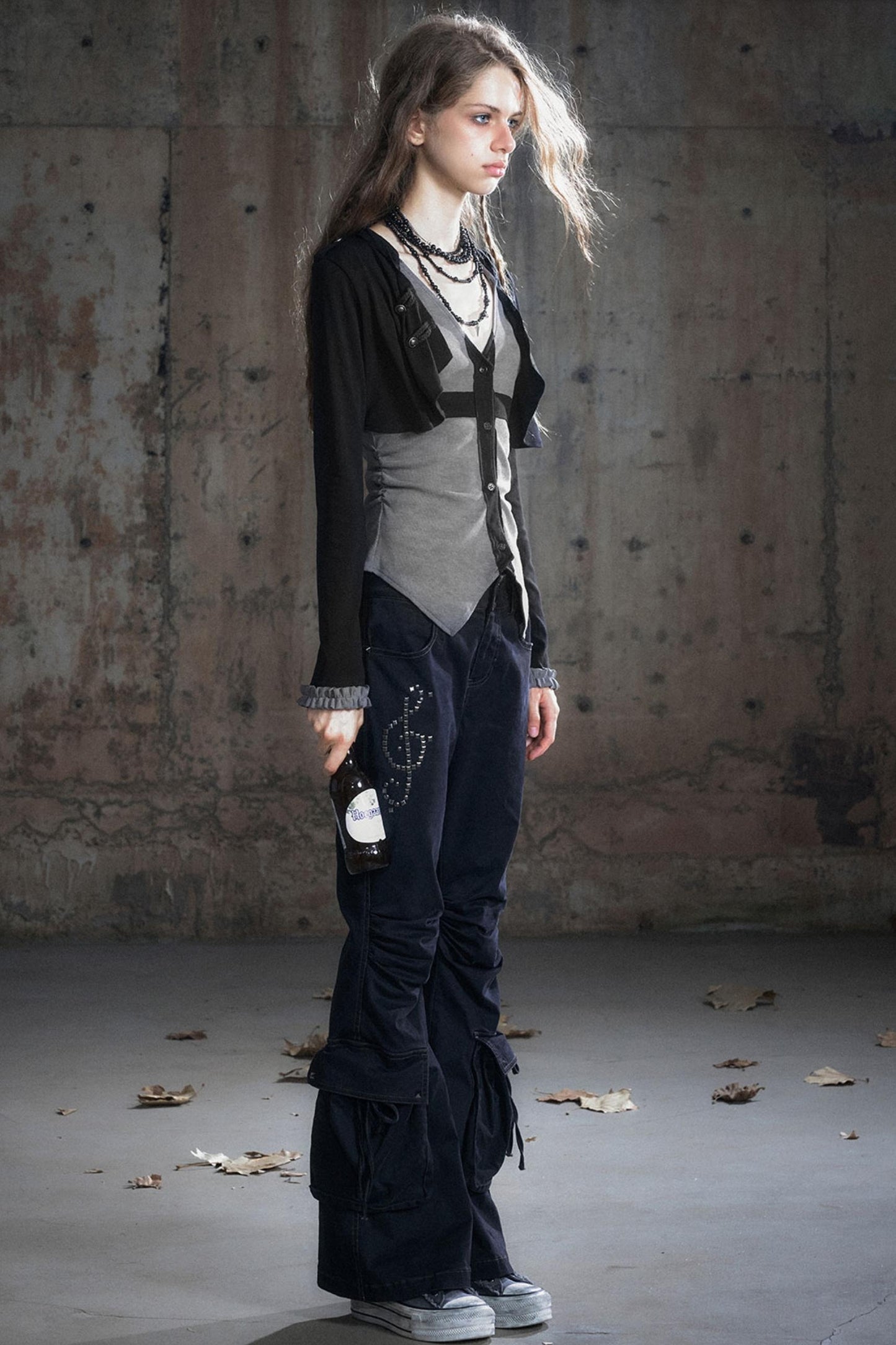 Two-Tone Long Sleeve Hooded Top