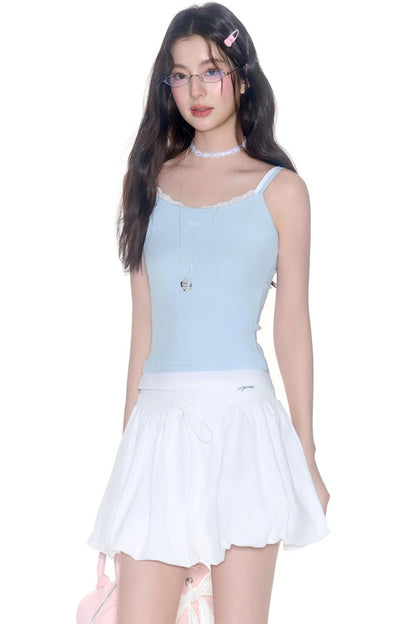 Lace Embroidery Suspender Skinny Vest