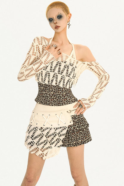 Original Light Layered Leopard Print Skirt Set-Up