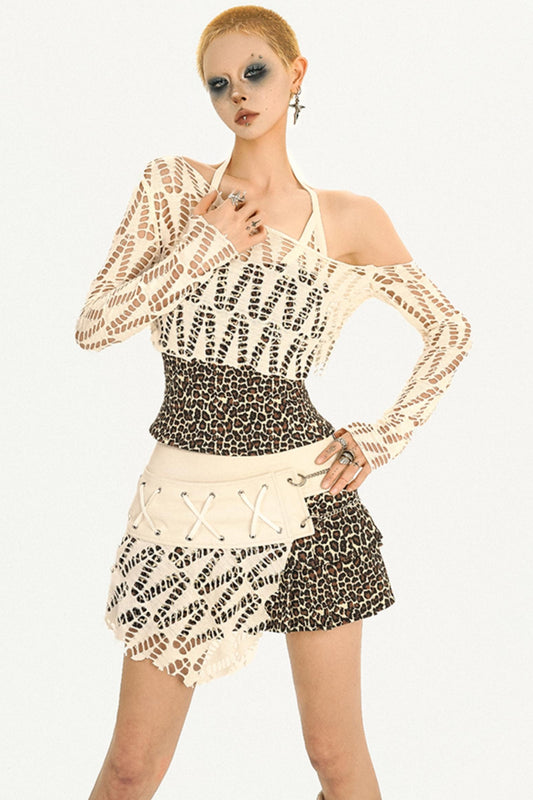 Original Light Layered Leopard Print Skirt Set-Up