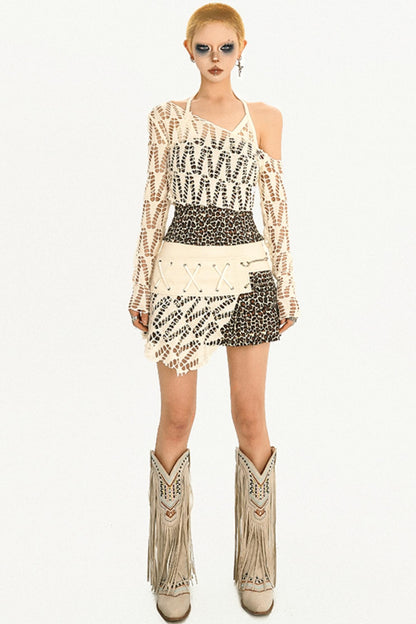 Original Light Layered Leopard Print Skirt Set-Up