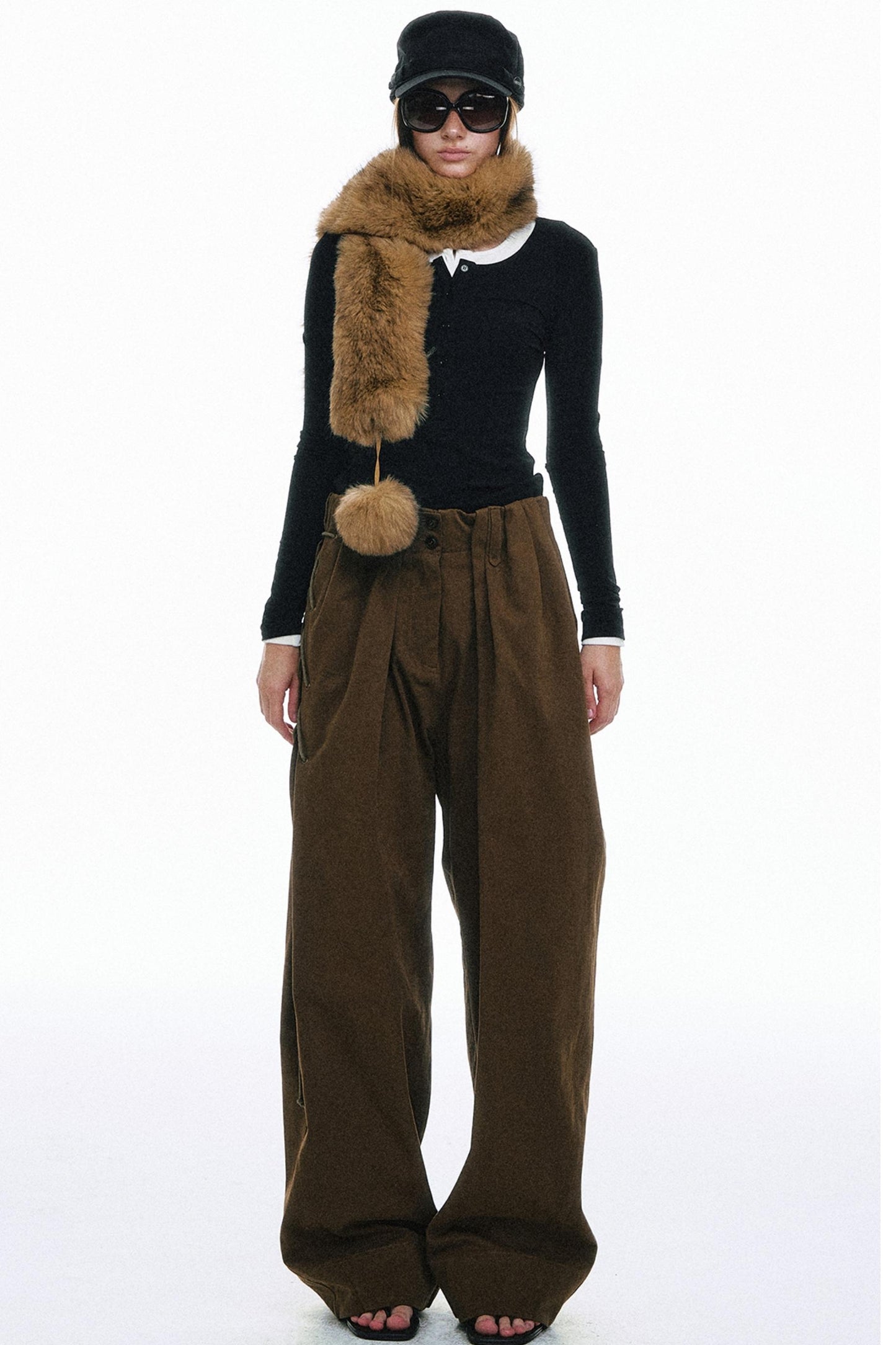 Vintage High-Waisted Cotton Trousers