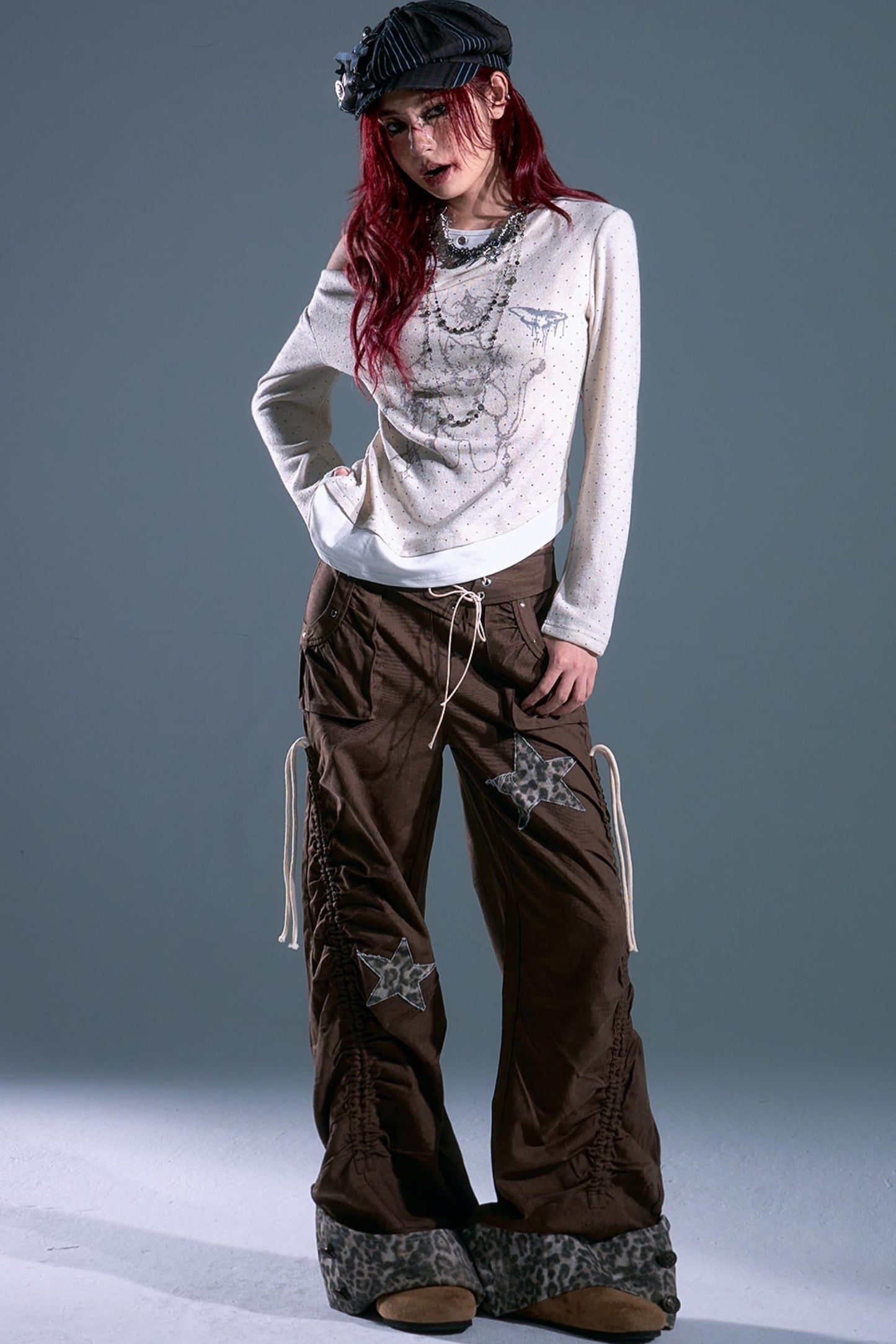 Star Leopard Wide-Leg Trousers