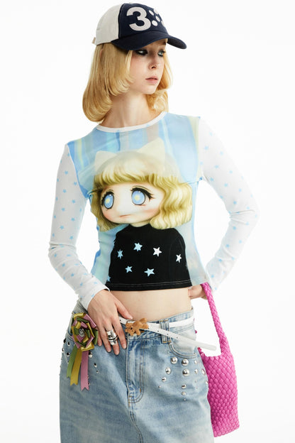 Cotton Little Girl Cartoon T-shirt