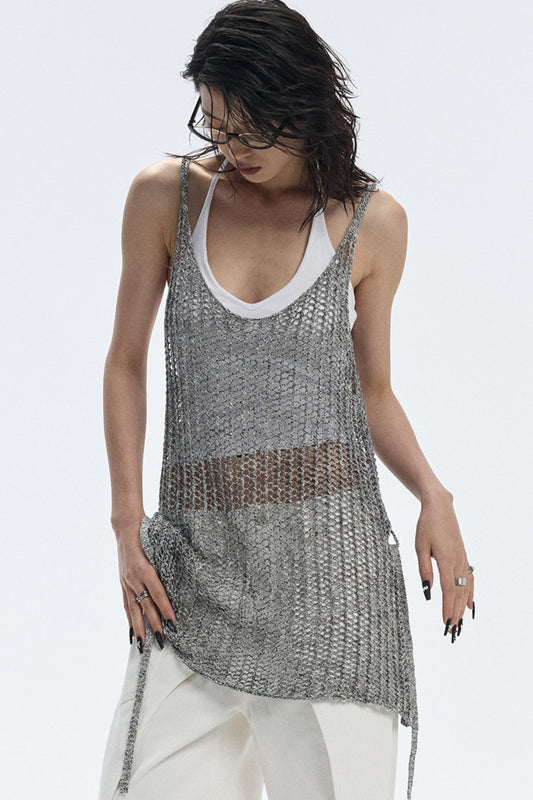 Cut-Out Knit Silk Camisole