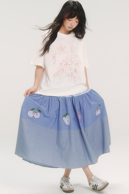Cherry Blossom Embroidered White T-Shirt