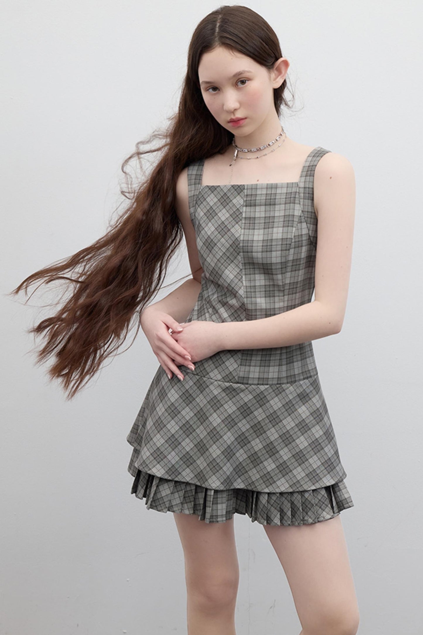 Vintage Checkered Skirt Dress
