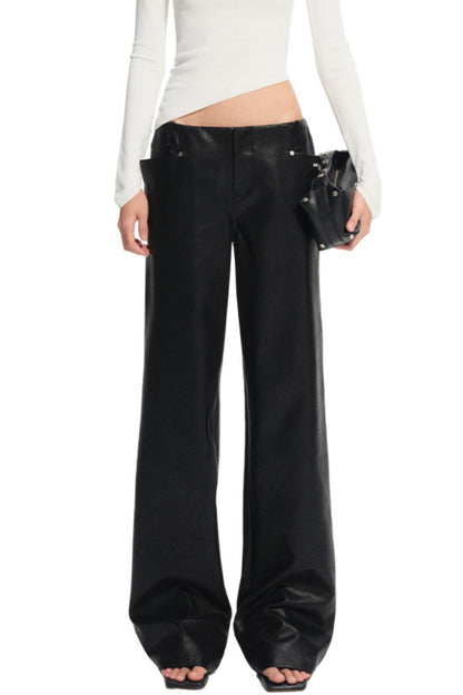 Unicorn Leather Straight-Leg Pants