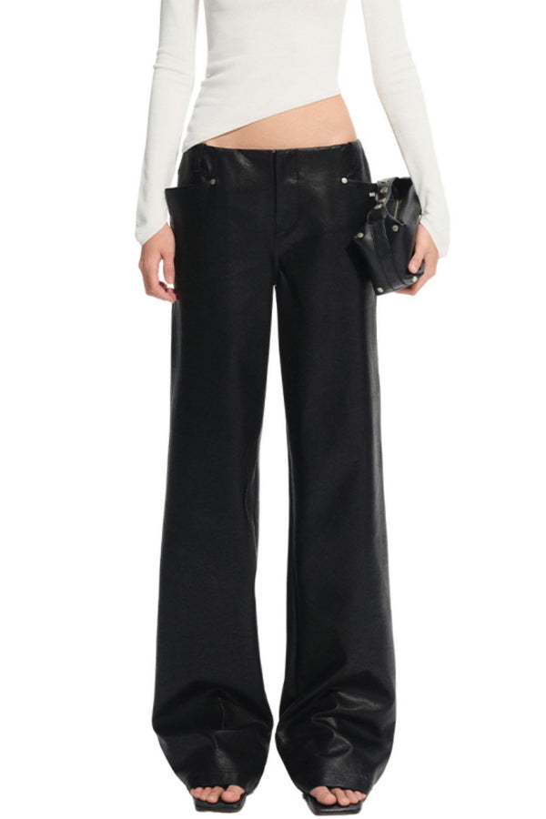 Unicorn Leather Straight-Leg Pants