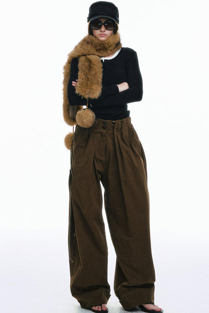 Vintage High-Waisted Cotton Trousers