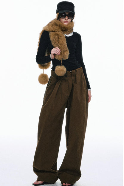 Vintage High-Waisted Cotton Trousers