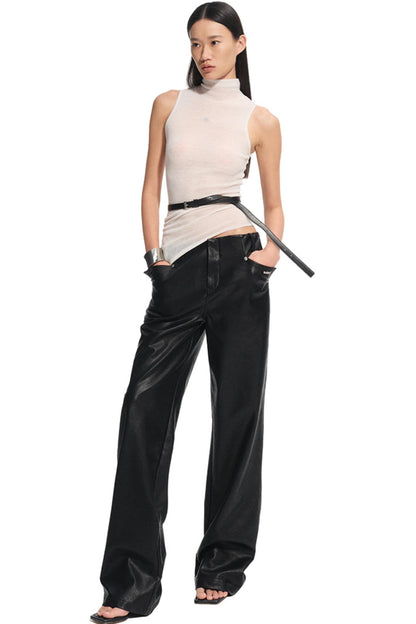 Unicorn Leather Straight-Leg Pants