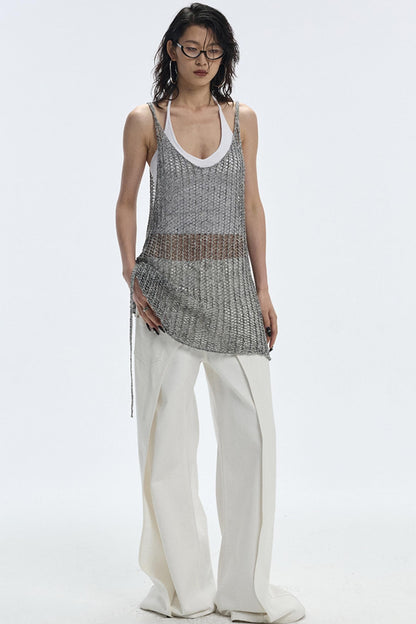 Cut-Out Knit Silk Camisole