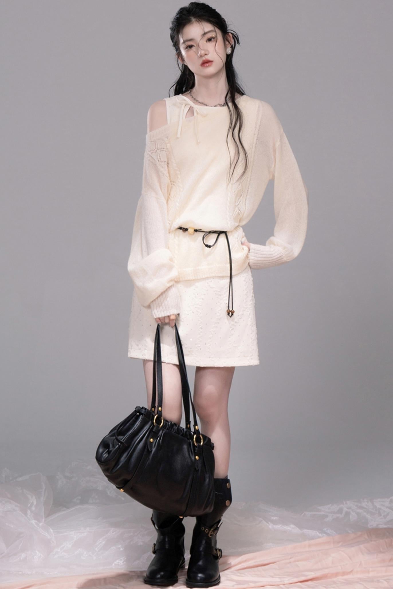 Soft Mist Bat Sleeve Sweater