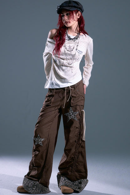Star Leopard Wide-Leg Trousers
