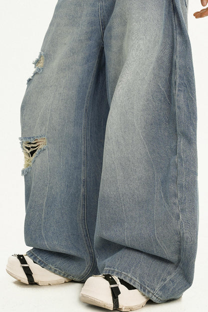 Simple American Style Loose Wash Jeans
