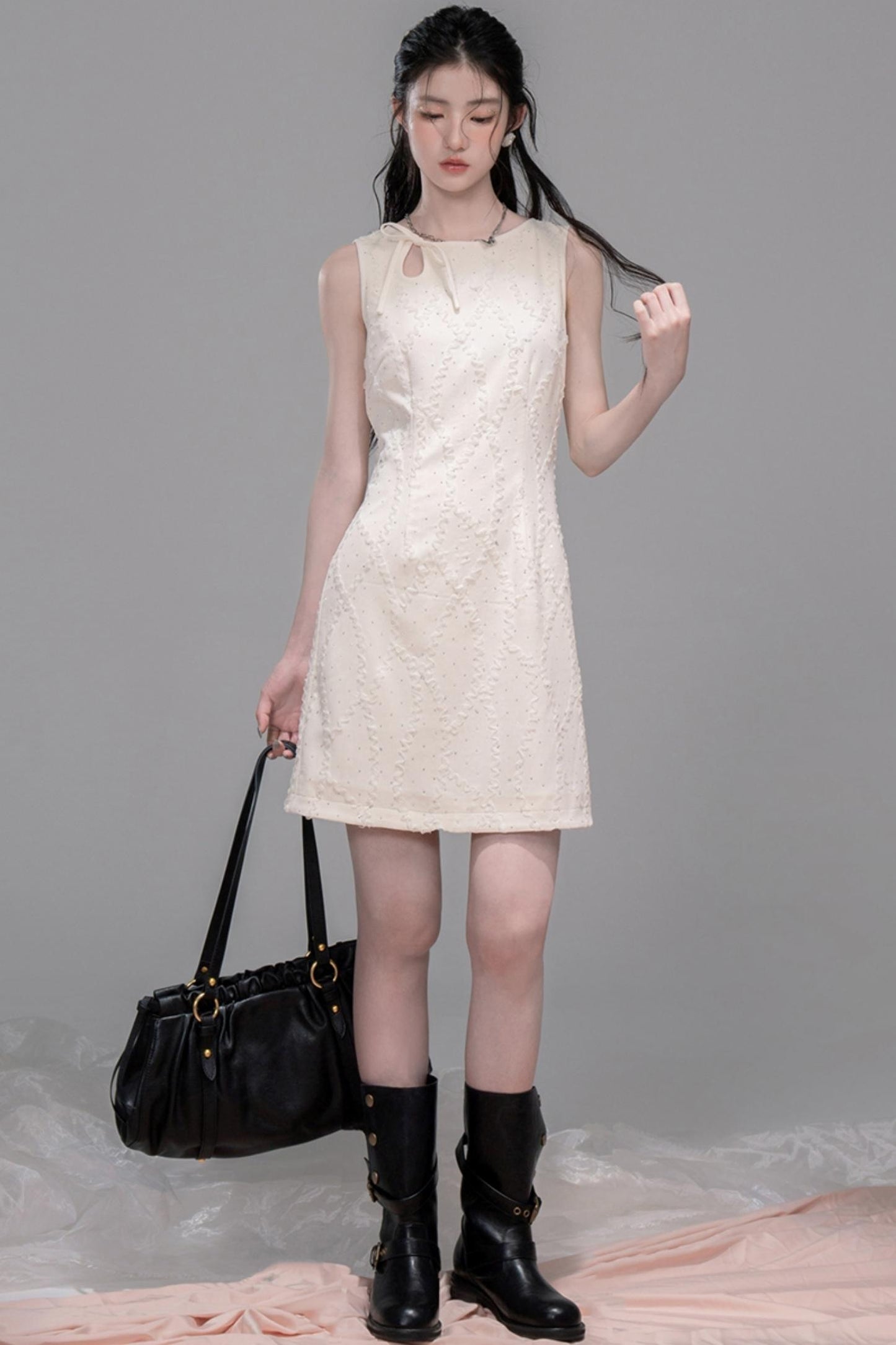 Starlight Jacquard Diamond Vest Dress Set-Up