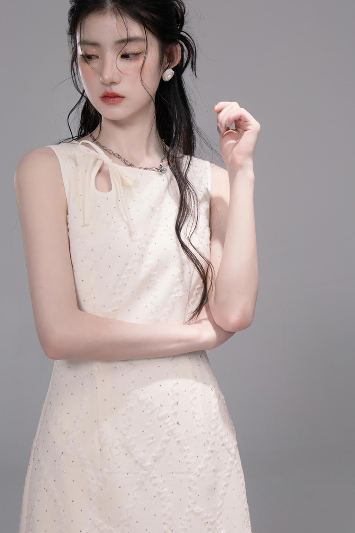 Starlight Jacquard Diamond Vest Dress Set-Up