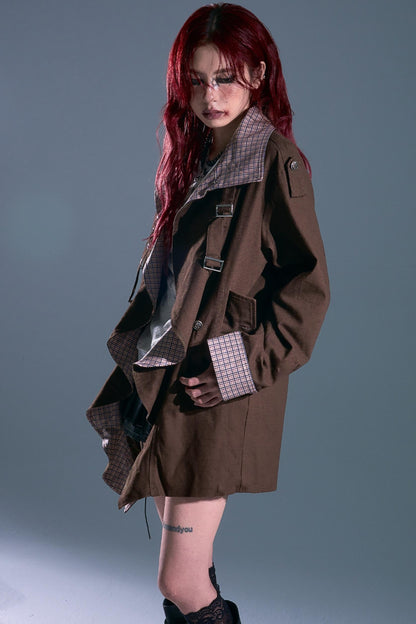 Vintage Check Wavy Edge Trench Coat