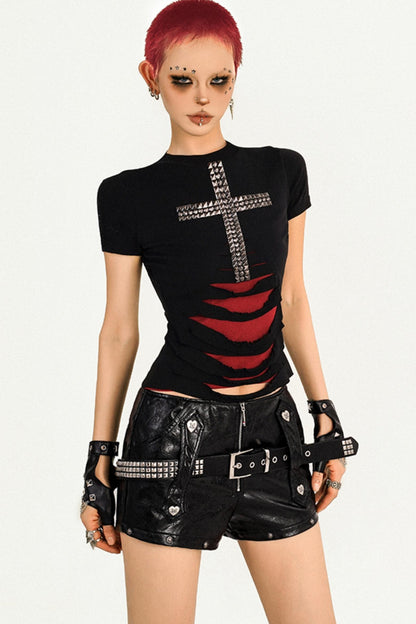 American Punk Rock Leather Shorts