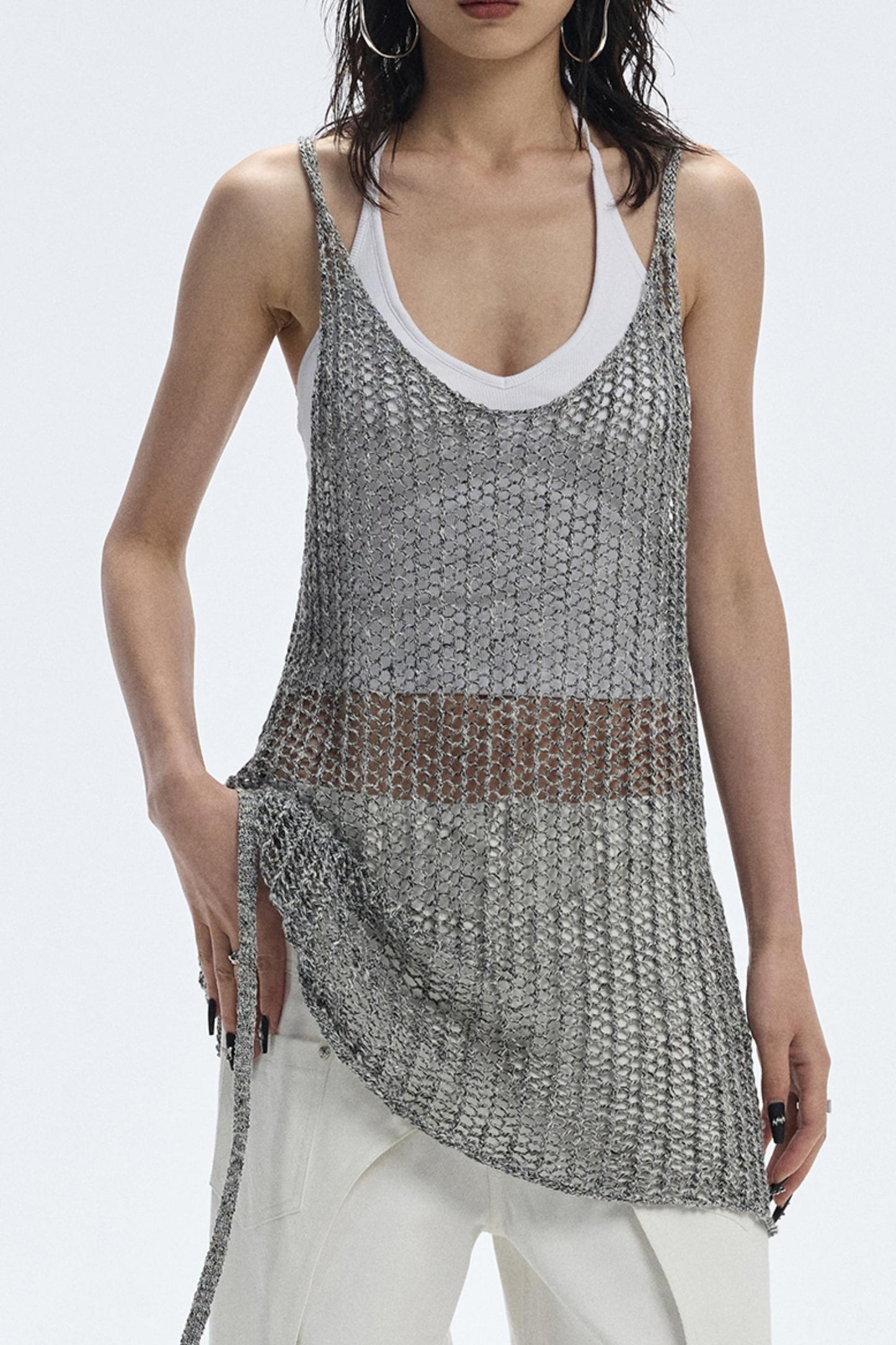 Cut-Out Knit Silk Camisole