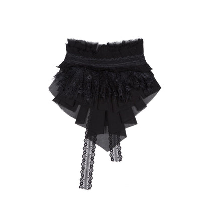 Necklace Accessory Multi-Ruched Lace Halter Top Set