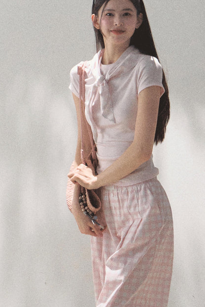 Plaid Linen Suspenders Set-Up