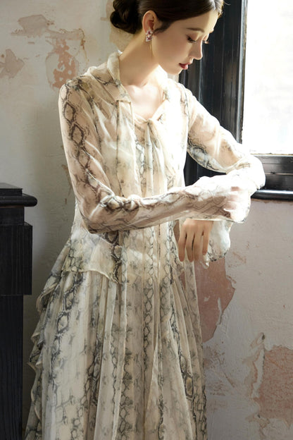 Snake Print A-line Skirt Set-Up