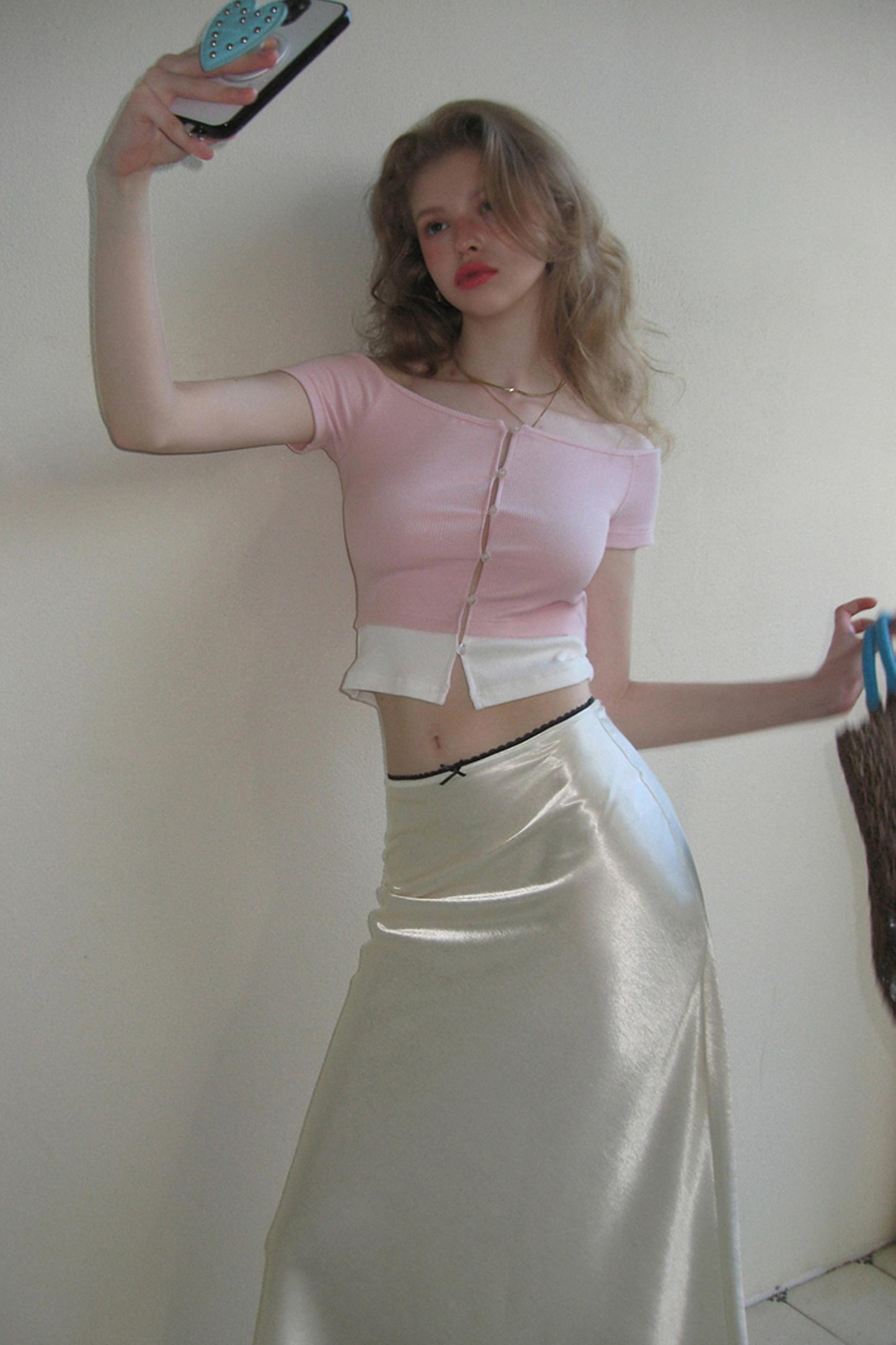 Peach Blossom Short Sleeve Knit T-Shirt