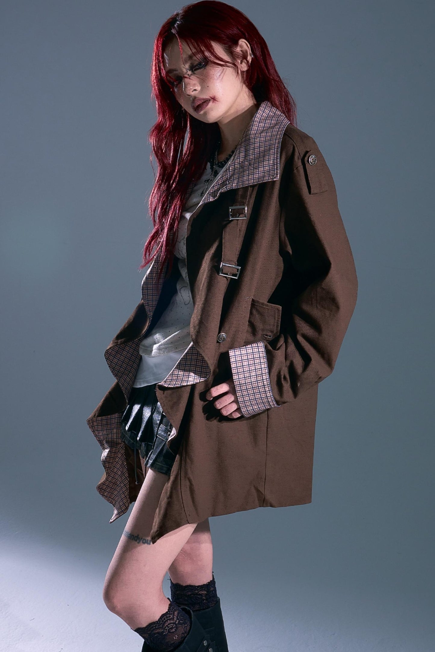 Vintage Check Wavy Edge Trench Coat
