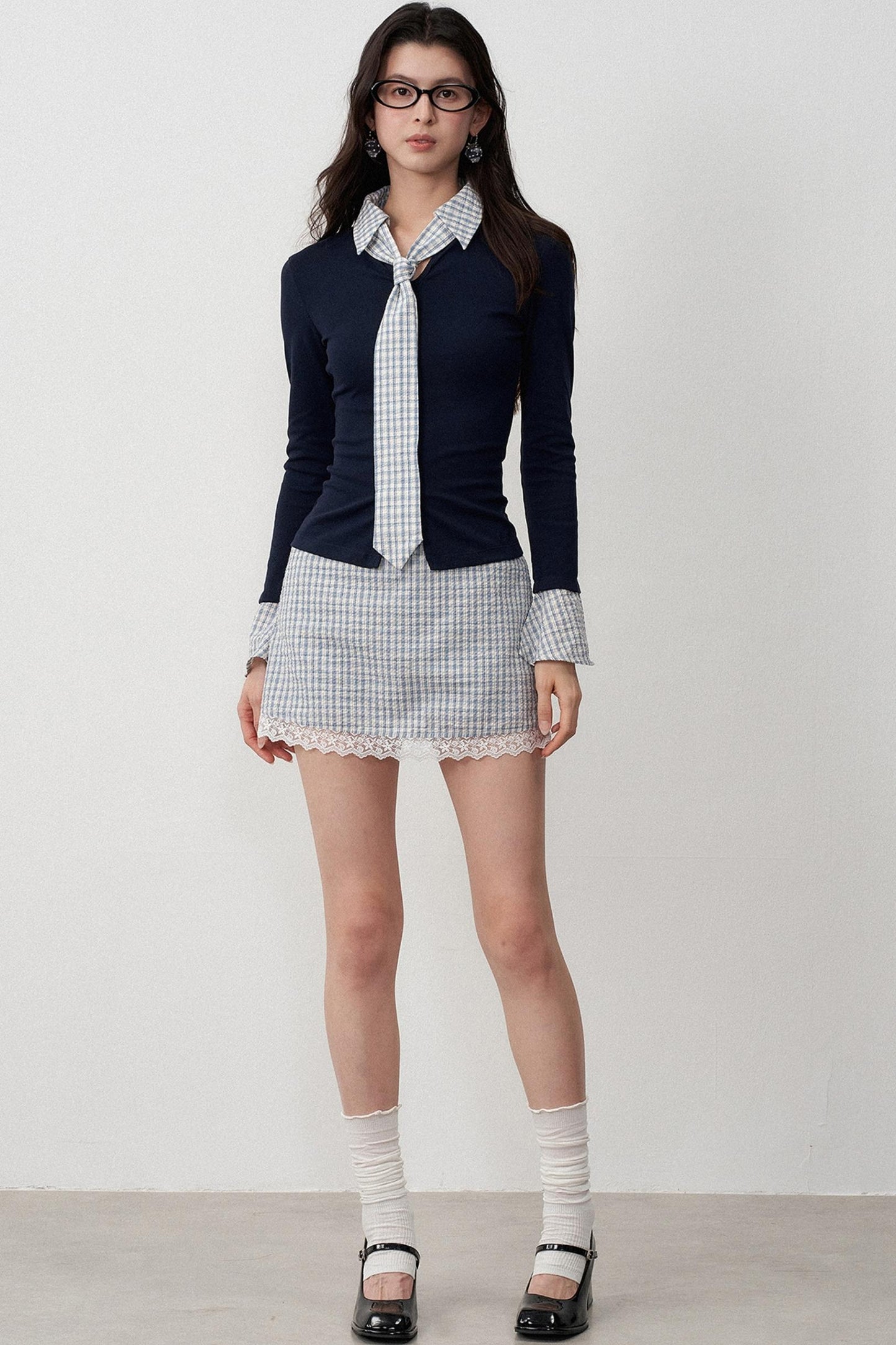 Navel Flowing Slim T-Shirt