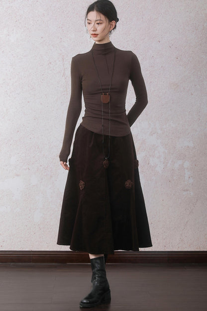 Three-dimensional Warm Semi-Turtleneck T-shirt