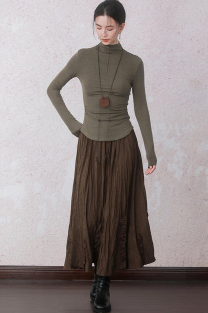 Three-dimensional Warm Semi-Turtleneck T-shirt