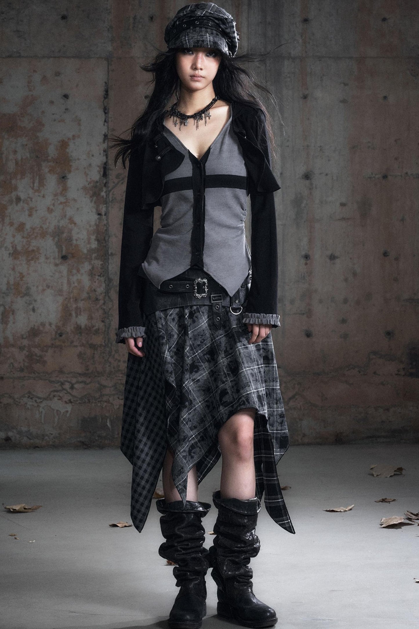 Two-Tone Long Sleeve Hooded Top