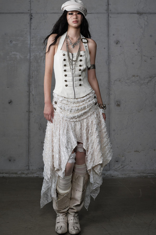 Velvet Irregular Check Bandeau Dress