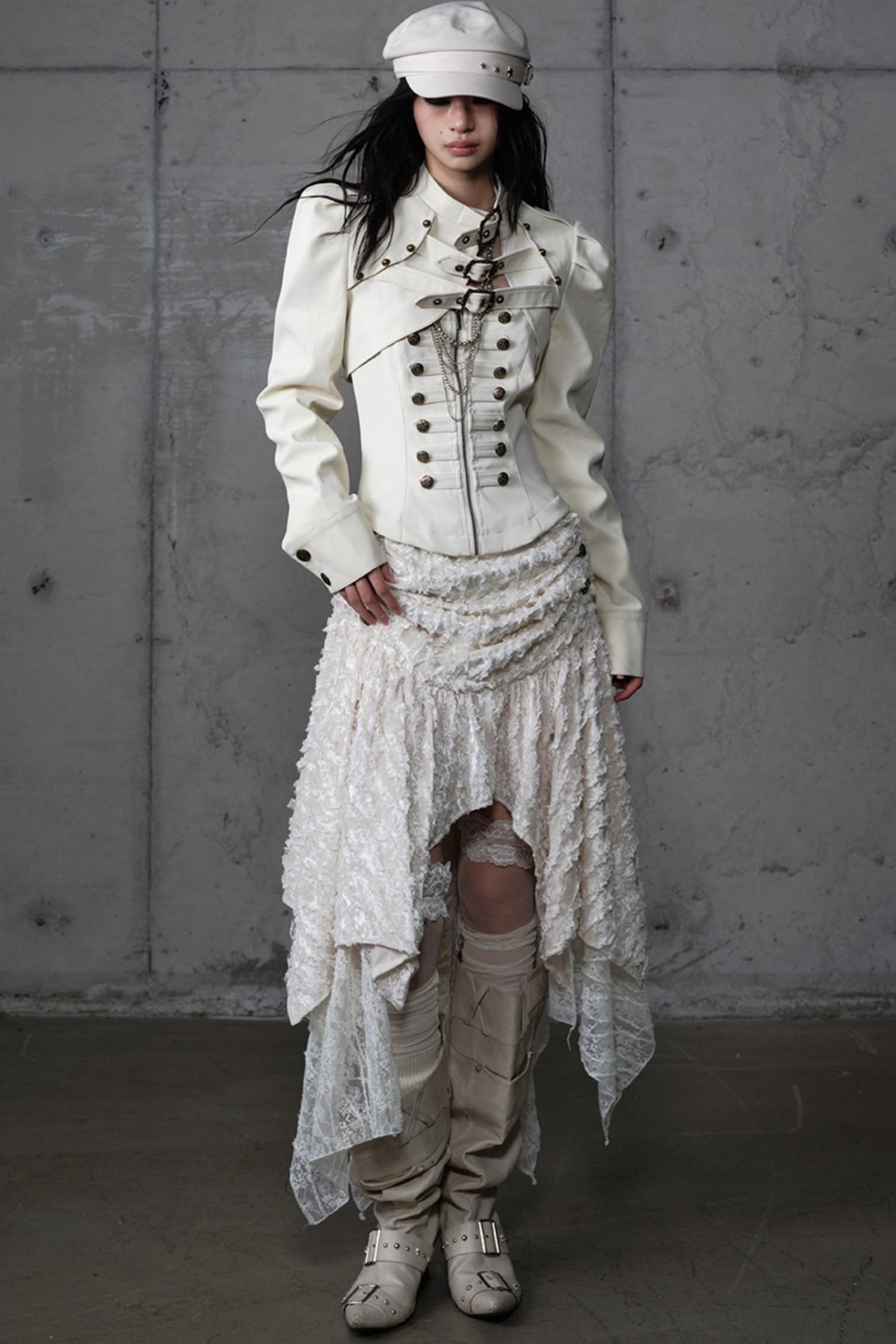 Velvet Irregular Check Bandeau Dress