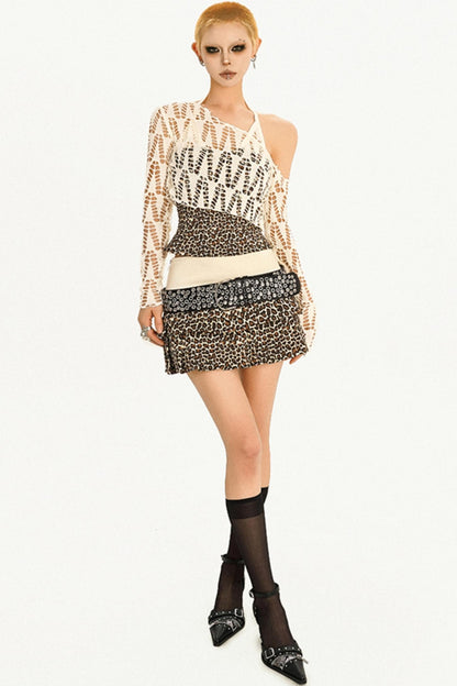 Original Light Layered Leopard Print Skirt Set-Up