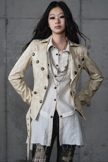 Embroidery Deconstructed  Short Leather Jacket