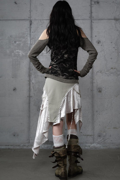 Irregular Leaky Leg Skirt
