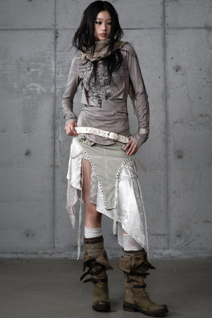 Irregular Leaky Leg Skirt