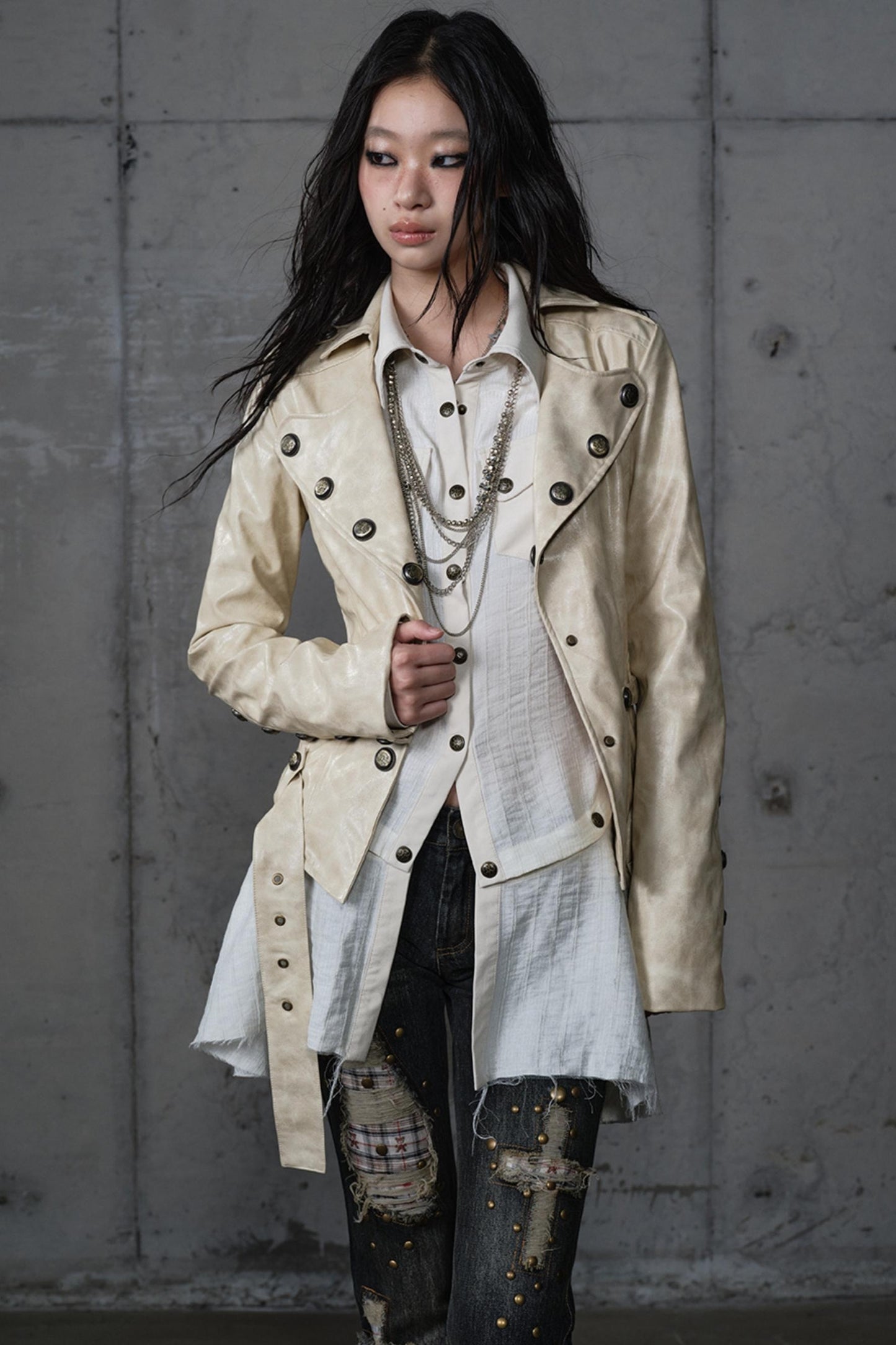 Embroidery Deconstructed  Short Leather Jacket