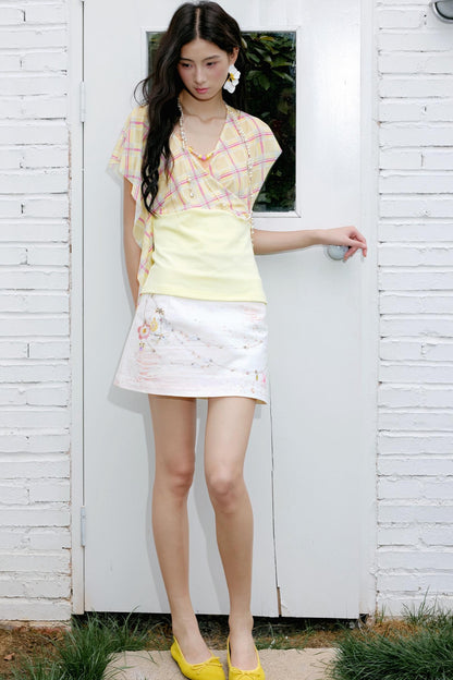 Yellow-Green Plaid Top