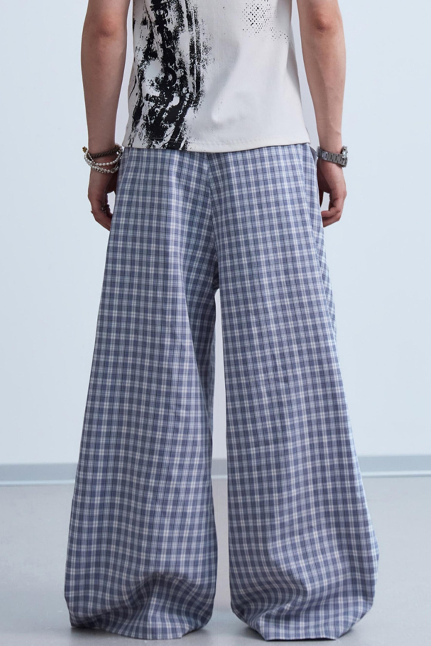 Plaid Wide-Leg Trousers