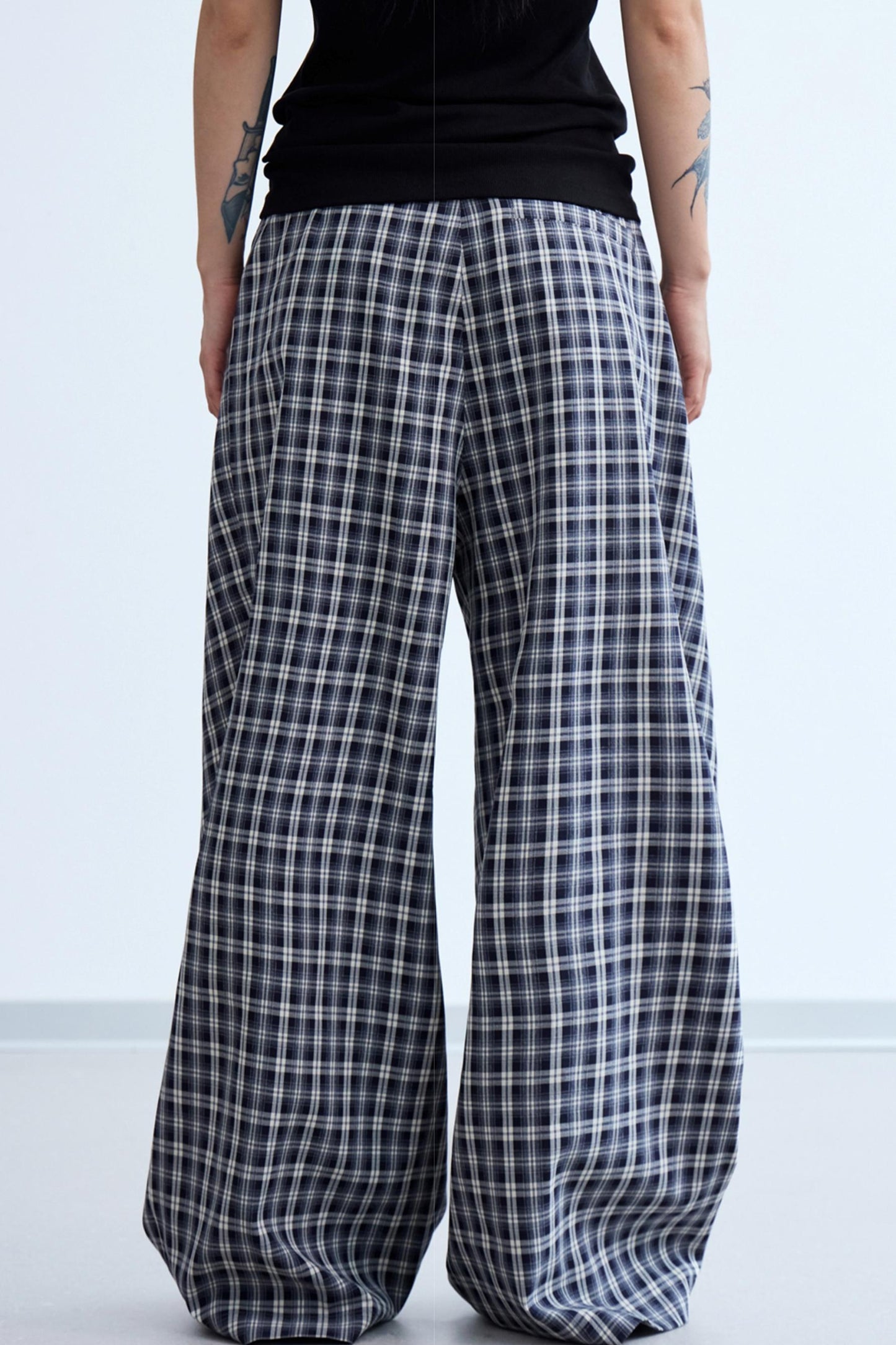 Plaid Wide-Leg Trousers