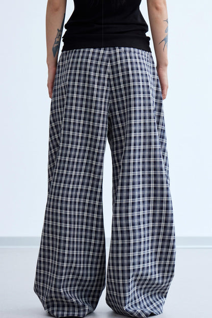 Plaid Wide-Leg Trousers
